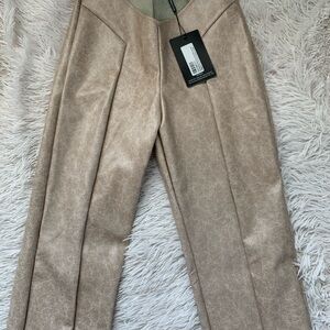 PrettyLittleThing Tan Dress Pants Straight-Leg Flat Front